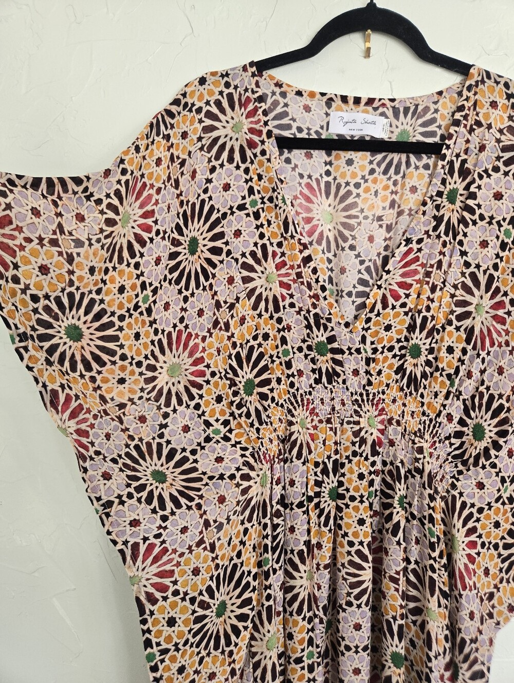 Rujuta Sheth Boho Colorful Daisy Maroon Green Yellow Flowy Kaftan Dress, OS - Picture 5 of 12
